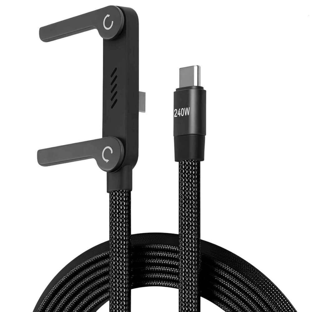 📱 240 W-os fonott gyorstöltő kábel beépített telefontartóval - Új 2026-os összecsukható, tartós USB-C Type-C kábel (2 db-os csomag)