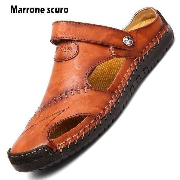 Męskie oddychające sandały outdoorowe wykonane z miękkiej skóry w dużym rozmiarze👨