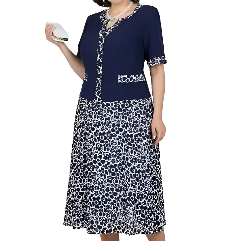 💥50% árcsökkentés 🧥💼 Divatos, két részesnek tűnő egyberuha🌸✨ A-vonalú virágmintás ruha – a könnyed elegancia maga, minden testalkatra!