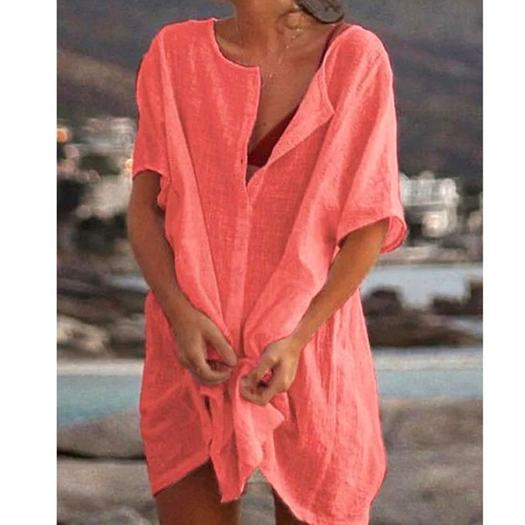 💁♀️Akciós akció 🔥 Női pamut és len bő hosszú ing (S-8XL)