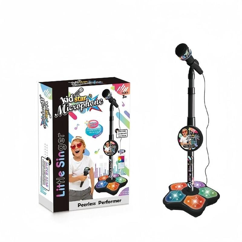 🎤 Zabawkowy mikrofon karaoke dla dzieci – światła + wysuwalna szyna (70-90cm) – idealny prezent na urodziny!🎁