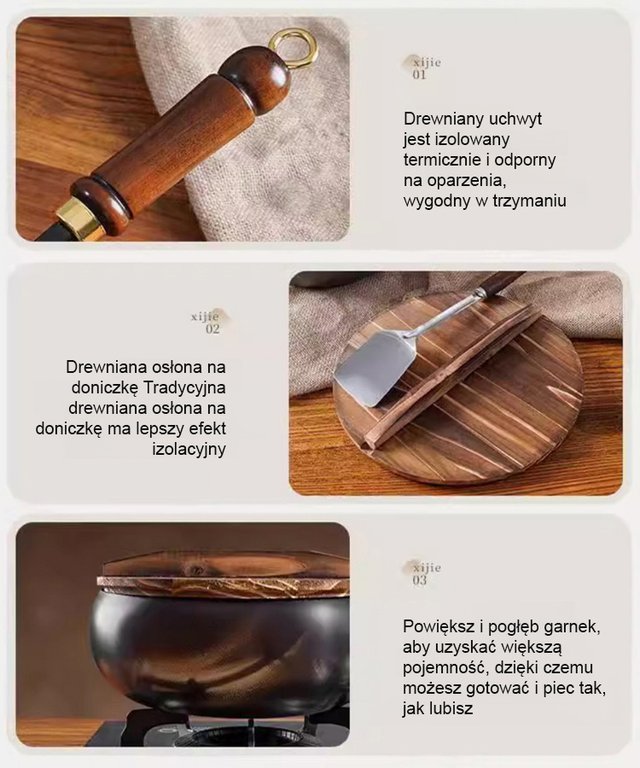 【Zdrowa patelnia bez powłoki】Czyste żelazo, nieprzywierająca.