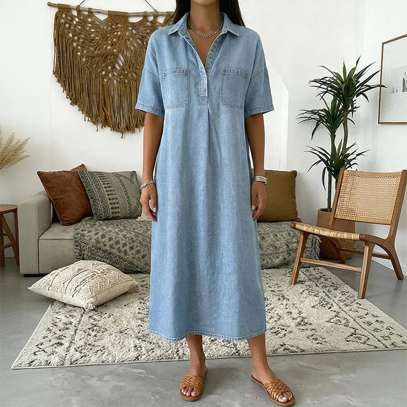 👗 MOST 60% KEDVEZMÉNY! 👖 Lezser zsebes farmer midi ingruha – Puha farmer és laza szabás – Funkcionális zsebek, tökéletes mindennapi viseletre – kényelmes és sokoldalú ✨🌸