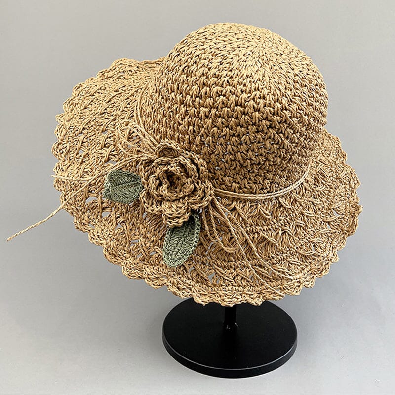 👒 Elegáns, kézzel kötött szalmakalap fodros részletekkel