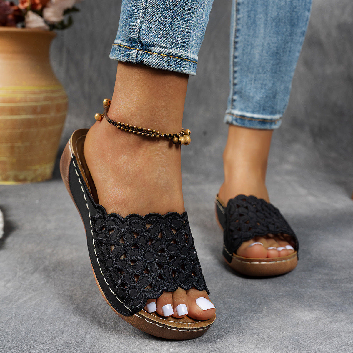 🌸 Lélegző, ortopédiai papucs nőknek nyitott orral, puha párnázással és boltozati támasztással | Egész napos kényelem, talpi fájdalomcsillapítás 👣✨