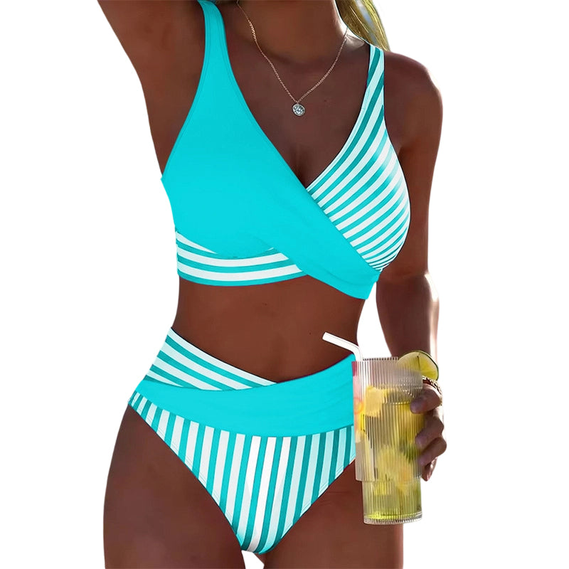 👙 Színblokkos bikini S-3XL: Stílusos és formázó, kétrészes fürdőruha 🌊