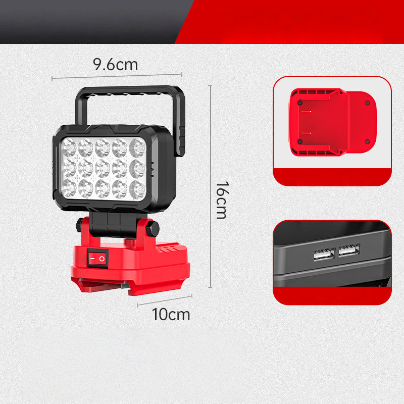 💡180°-ban forgatható LED-es munkalámpa – kettős USB-s powerbank funkcióval🔋 – strapabíró és vezeték nélküli – univerzális akkumulátor-kompatibilitás – garázsba, építkezésre és kempingezéshez