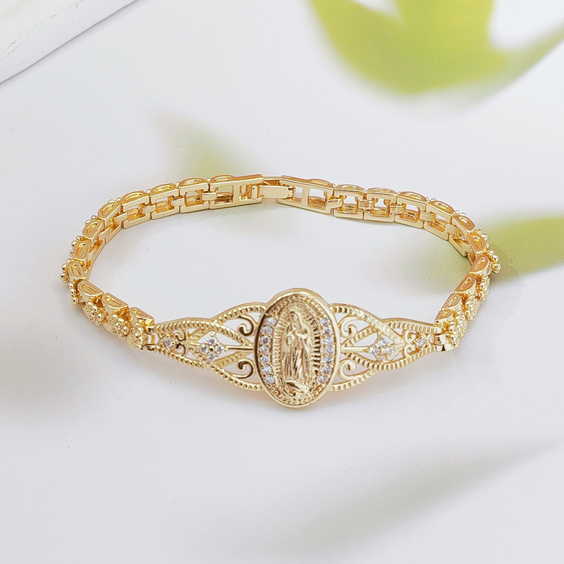 ✨🎁 Elegáns, virágmintás, üreges Szűz Mária karkötő 💖