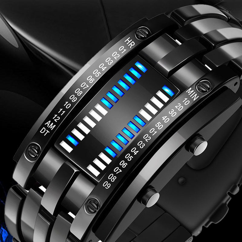 ⌚ MOST 50% KEDVEZMÉNY! 🤓 Cyberpunk bináris LED óra – „Csak a geekek értik” – Futurisztikus, egyedi és szemet gyönyörködtető kék LED kijelzővel 💙