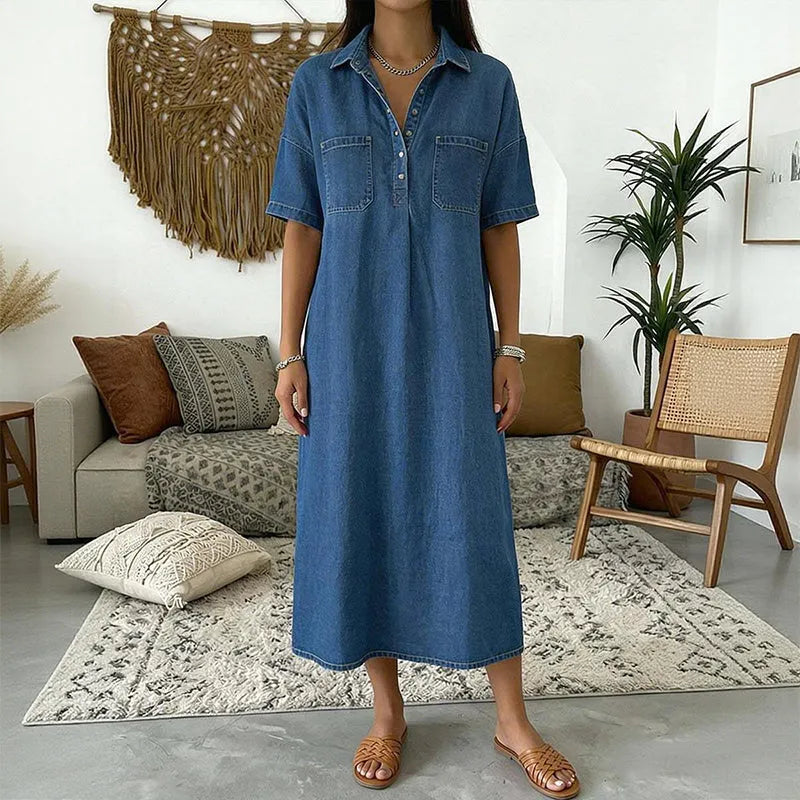 👗 MOST 60% KEDVEZMÉNY! 👖 Lezser zsebes farmer midi ingruha – Puha farmer és laza szabás – Funkcionális zsebek, tökéletes mindennapi viseletre – kényelmes és sokoldalú ✨🌸