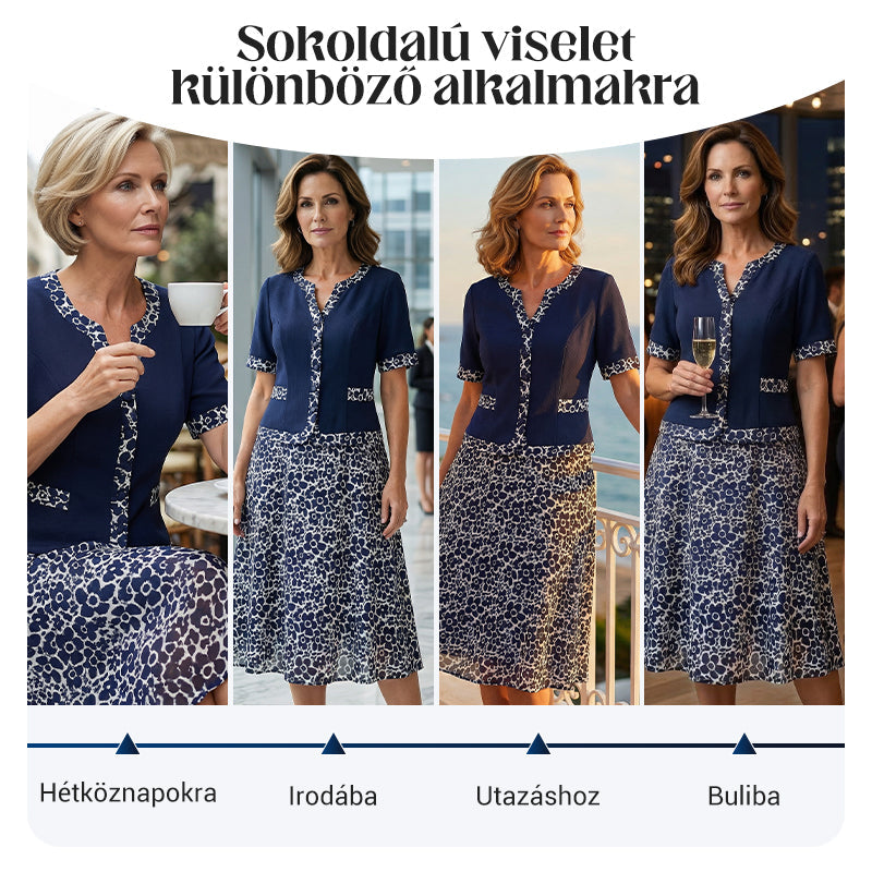 💥50% árcsökkentés 🧥💼 Divatos, két részesnek tűnő egyberuha🌸✨ A-vonalú virágmintás ruha – a könnyed elegancia maga, minden testalkatra!