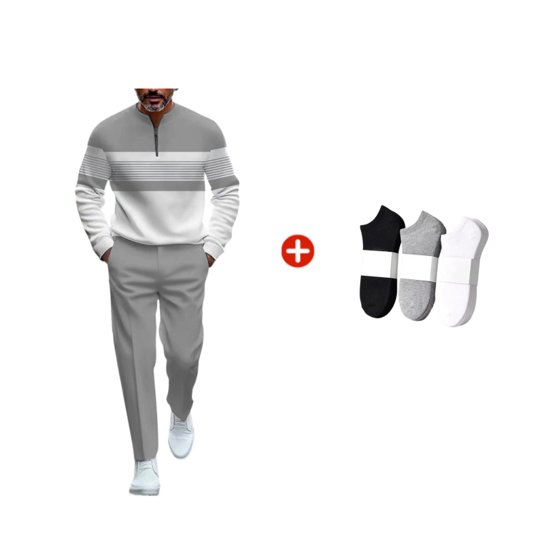 🔥 Férfi Grafikus Mintás Pulóver és Nadrág Szett – utcai stílus, kényelmes fazon és alkalmi megjelenés 👖