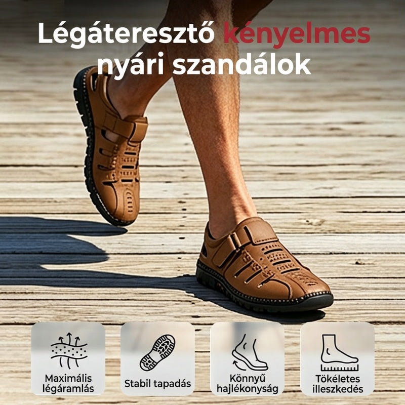 Stílusos bőr szandál