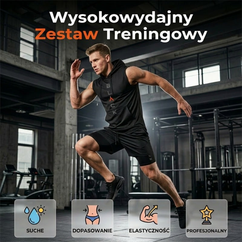 Férfi sport szett - kapucnis mellény és rövidnadrág