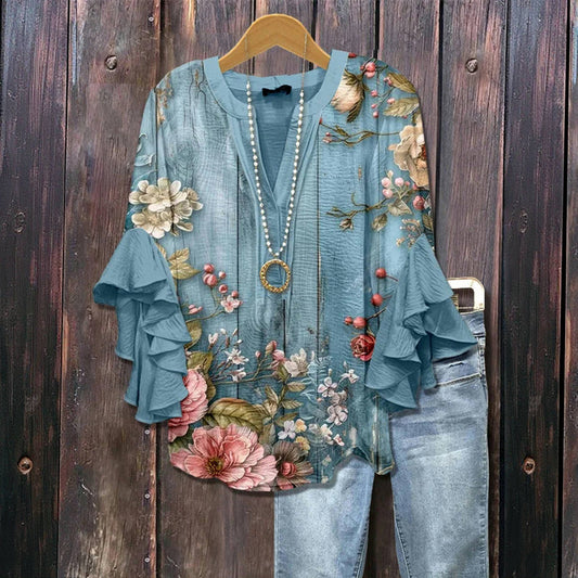 Bluzka w kwiaty w stylu vintage