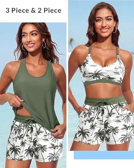 ⏰LAST DAY 49% OFF - 3 Piece Tankini with Shorts 🔥