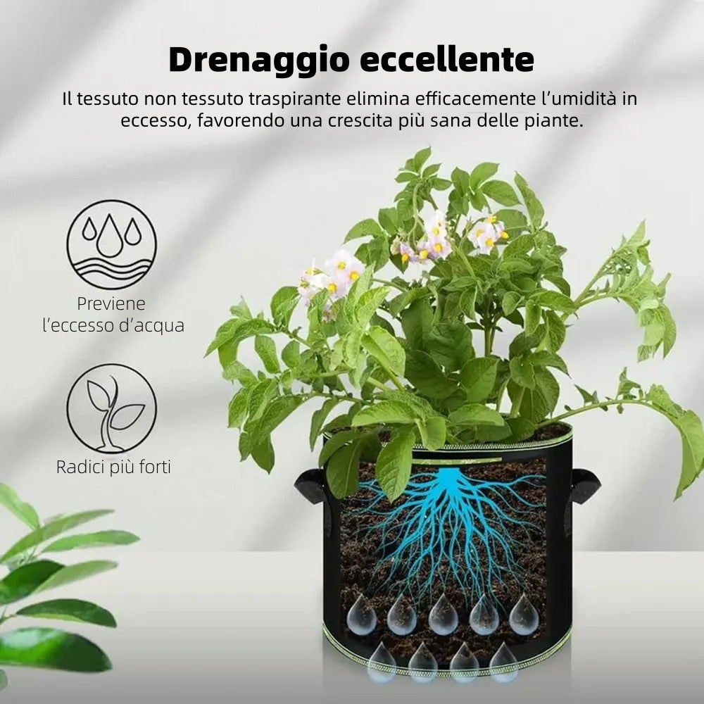 🌱 5 db-os, 19 literes (5 gallonos) termesztőzsák csomag – tartós, lélegző, füllel ellátott szövetcserepek zöldségekhez, virágokhoz és gyümölcsökhöz