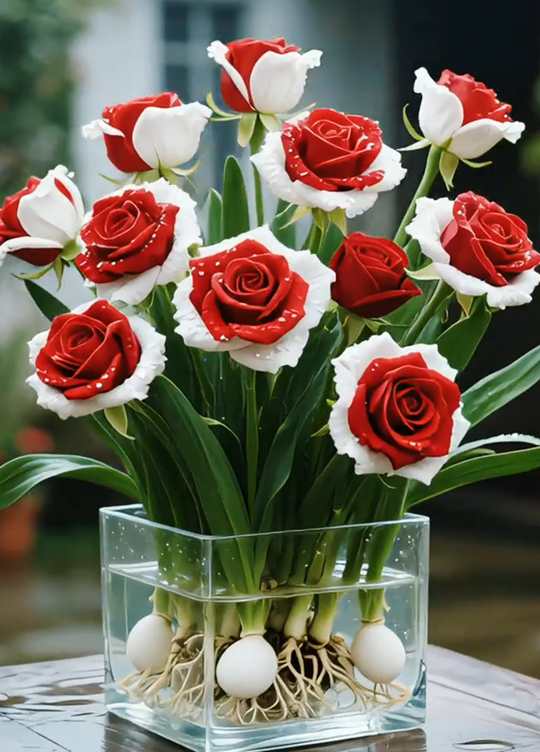 🌈Hydroponiczne, rzadkie, dwukolorowe cebulki róż: kolorowy cud natury 🌹