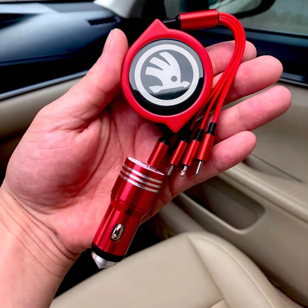 3 w 1 zwijany kabel do transmisji danych w samochodzie + bezpłatna ładowarka samochodowa