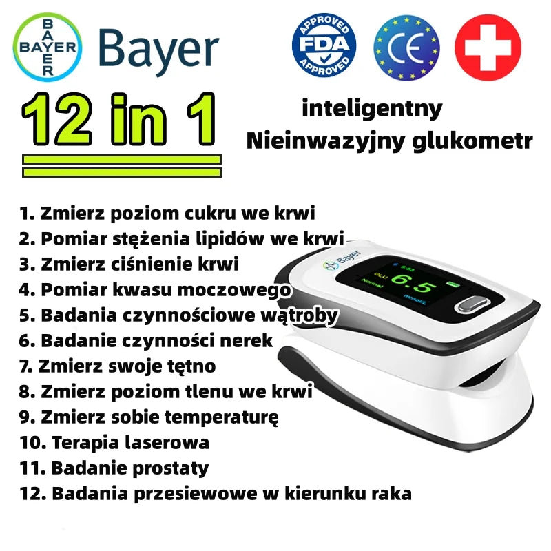 [12 w 1]Najnowszy nieinwazyjny inteligentny glukometr firmy Bayer