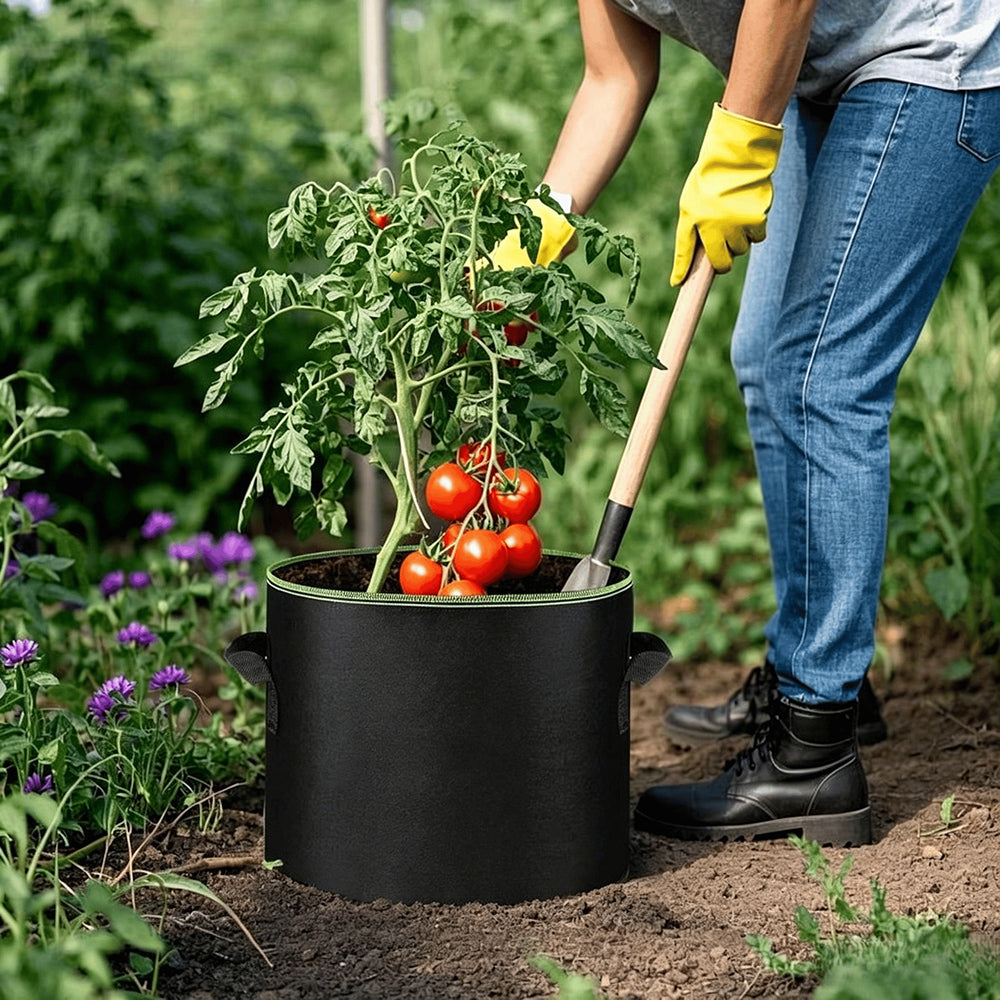 🌱 5 db-os, 19 literes (5 gallonos) termesztőzsák csomag – tartós, lélegző, füllel ellátott szövetcserepek zöldségekhez, virágokhoz és gyümölcsökhöz