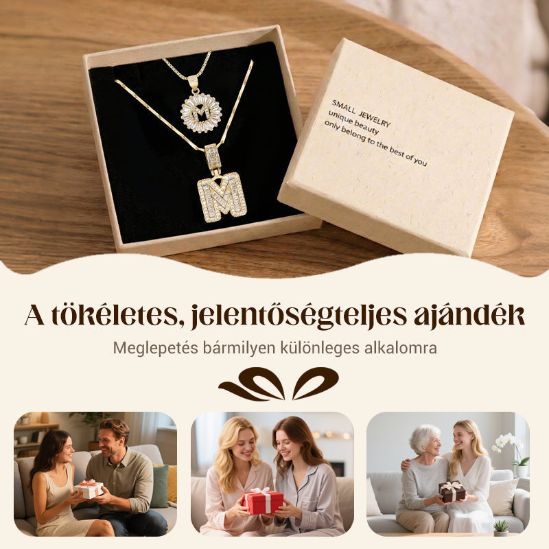 💖Női réteges kezdőbetűs medál nyaklánc szett