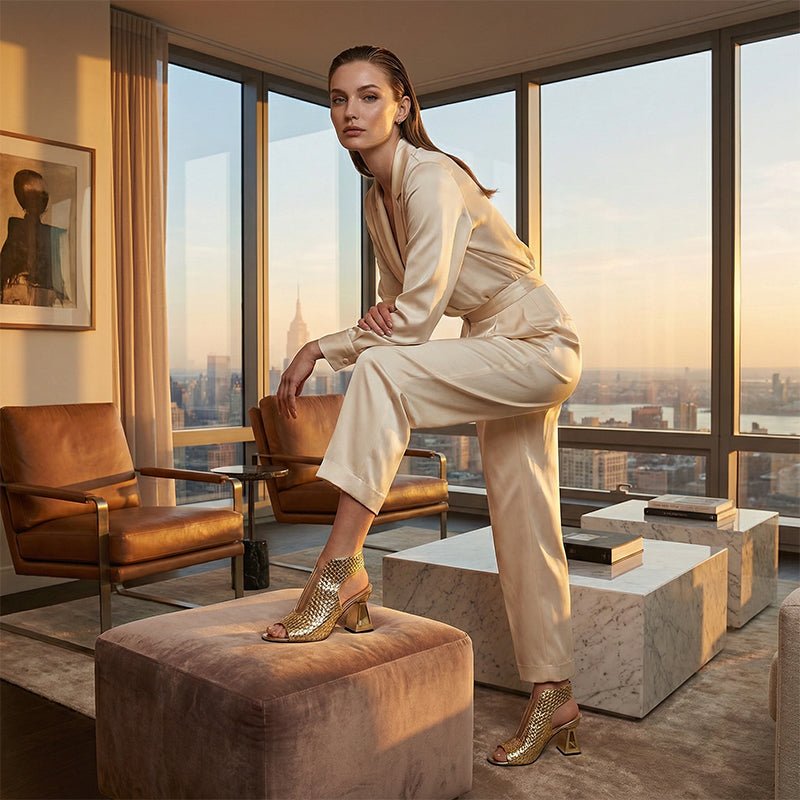 🏖️👠Elegáns, nyitott orrú, magas sarkú női szandálok – Karcsú szárak, kényelmes járás 👡
