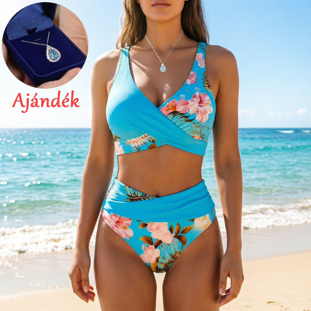 🌸🌿 Hangsúlyozd az alakod – Női virágmintás, magas derekú bikini szett (EU S-XL) 🌊👙