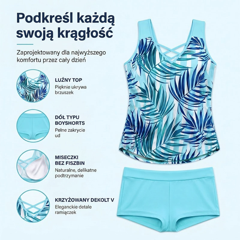 🩱🏊‍♀️Sportos stílusú, mintás, kétrészes női fürdőruha
