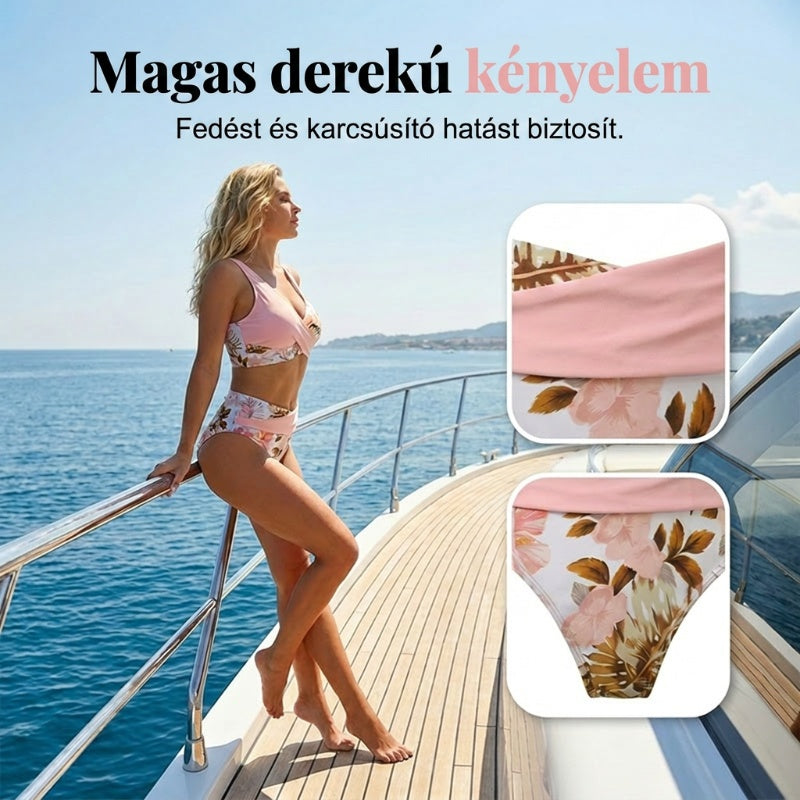 🌸🌿 Hangsúlyozd az alakod – Női virágmintás, magas derekú bikini szett (EU S-XL) 🌊👙