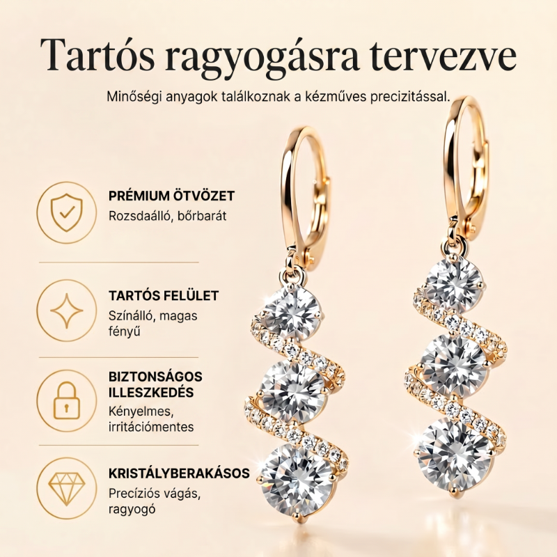 💎👗 Aszimmetrikus spirál és csepp alakú fülbevaló ✨