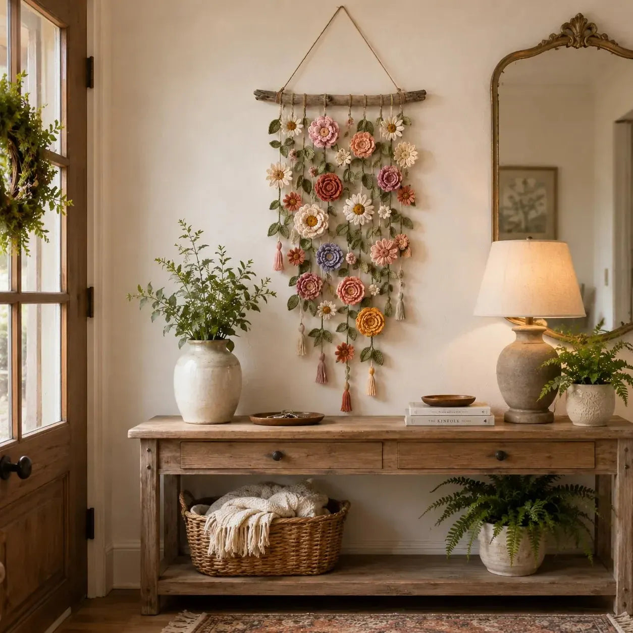 🌸Boho horgolt virágos fali dekoráció