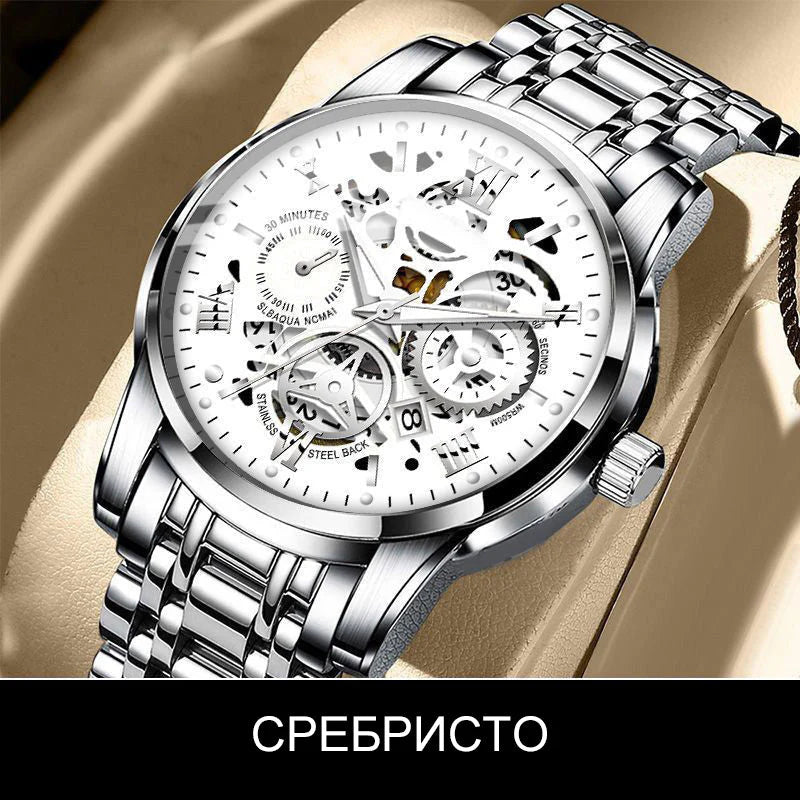 🔥Férfi vízálló római számlapos áttört automata mechanikus karóra⌚