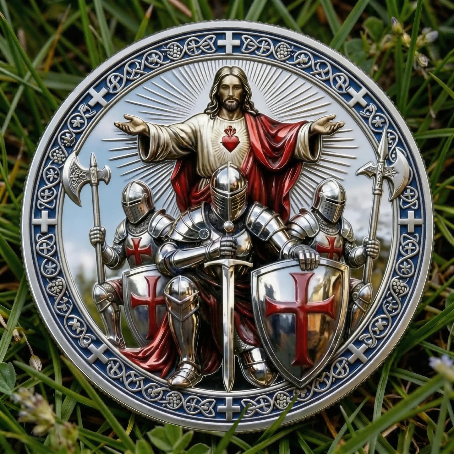 ⚡️Ostatni dzień - 49% zniżki - Moneta wyzwania Sacred Brotherhood Knights ✝️🛡️🪙