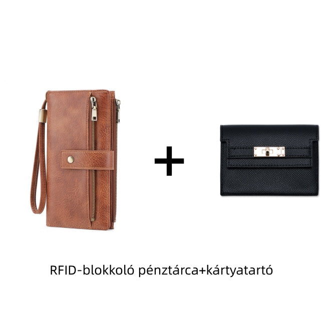 👛Retro stílusú, RFID-blokkolós, háromrészes női pénztárca