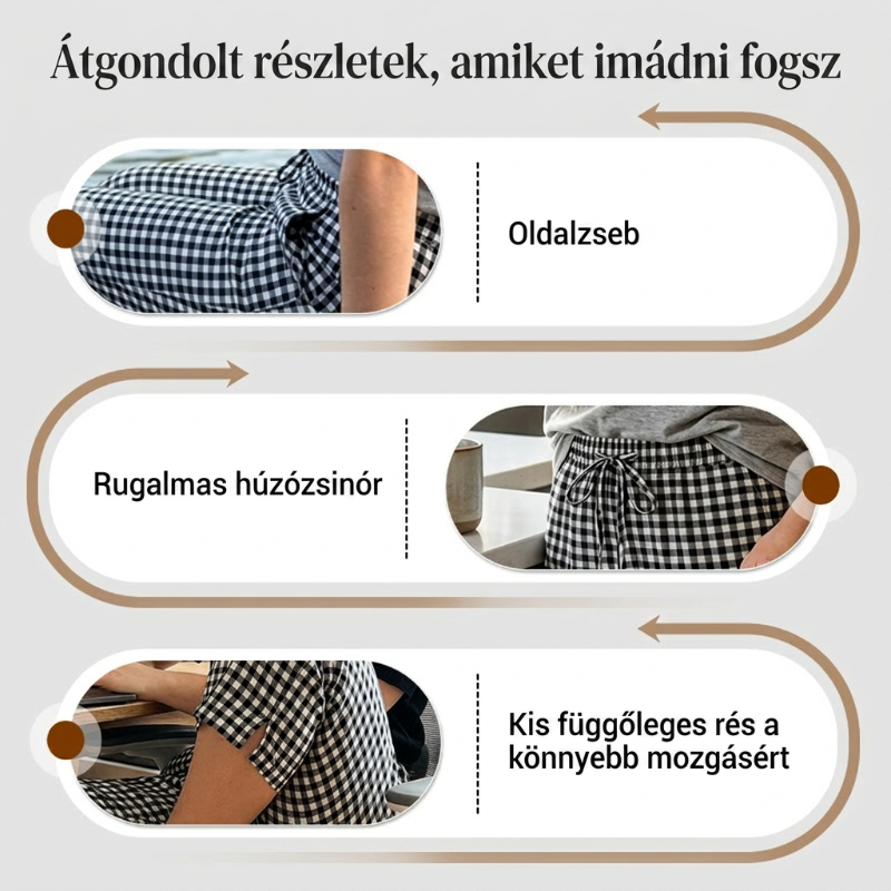 Női kockás capri nadrág nyárra