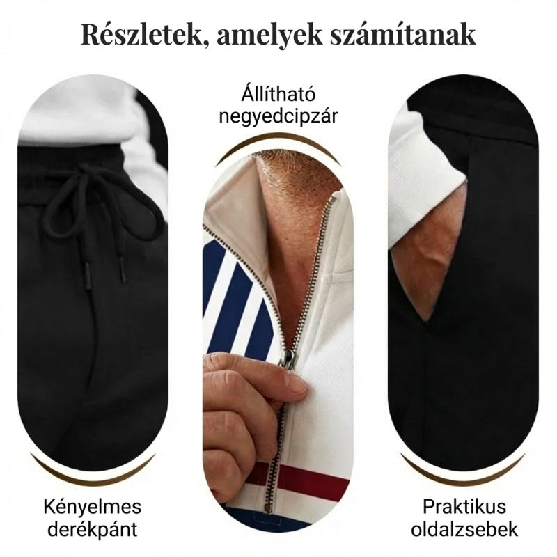 🔥 Férfi Grafikus Mintás Pulóver és Nadrág Szett – utcai stílus, kényelmes fazon és alkalmi megjelenés 👖