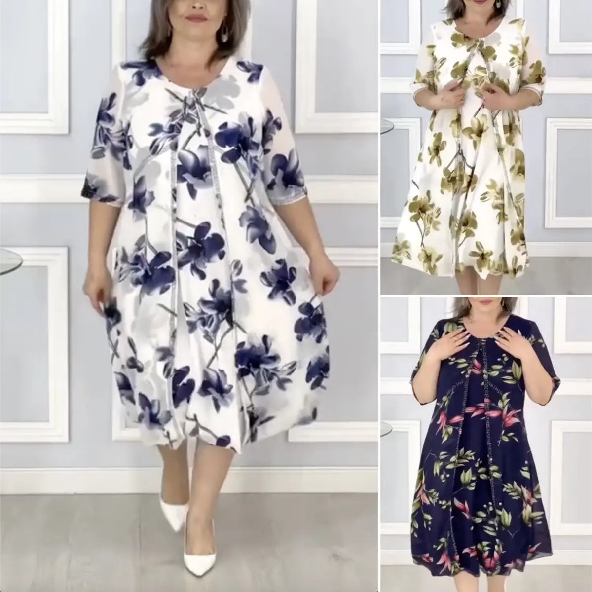🌸2026-ös új divatos nyomott sifonruhák