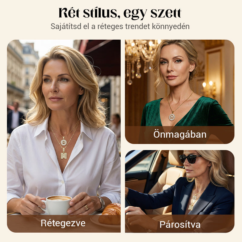 💖Női réteges kezdőbetűs medál nyaklánc szett