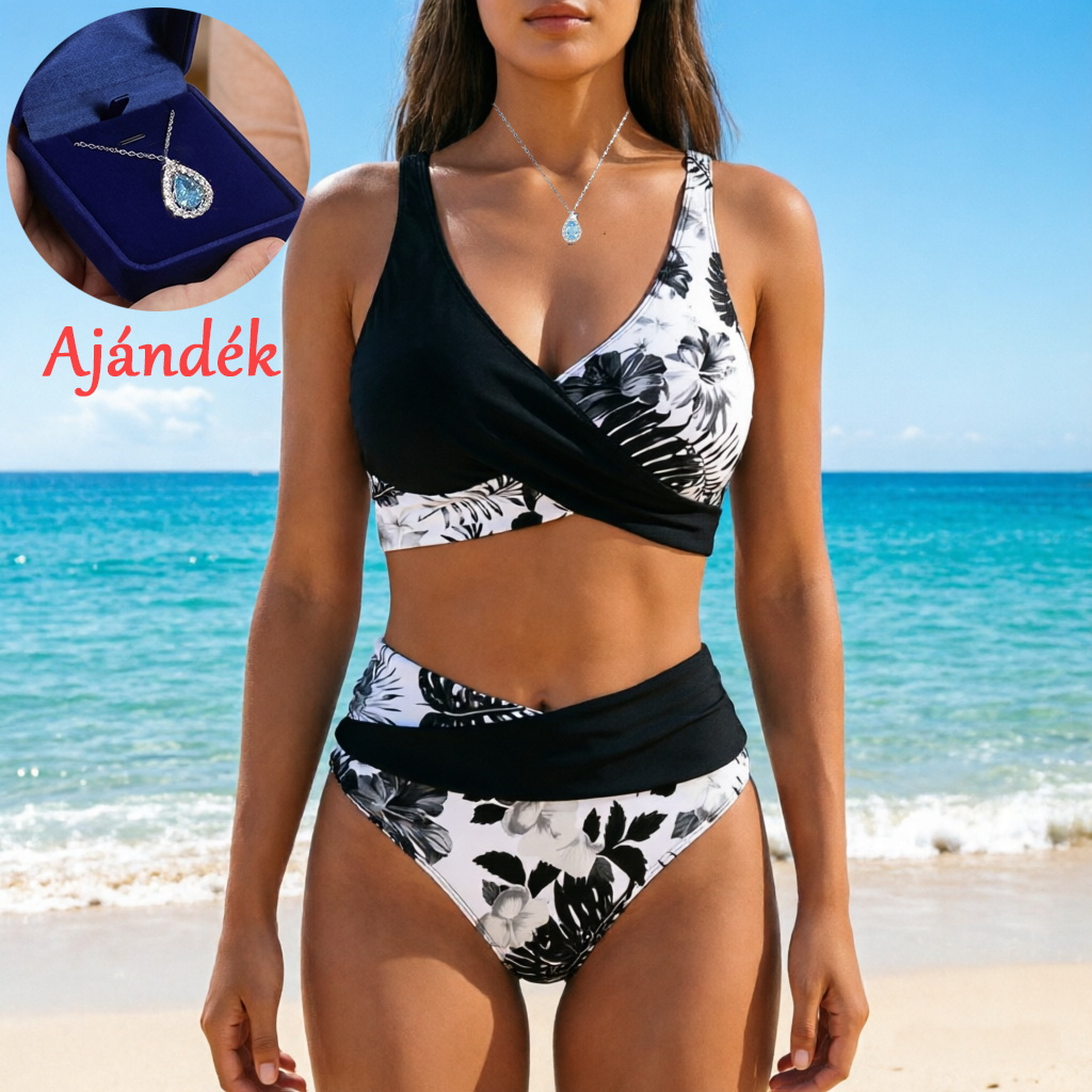 🌸🌿 Hangsúlyozd az alakod – Női virágmintás, magas derekú bikini szett (EU S-XL) 🌊👙