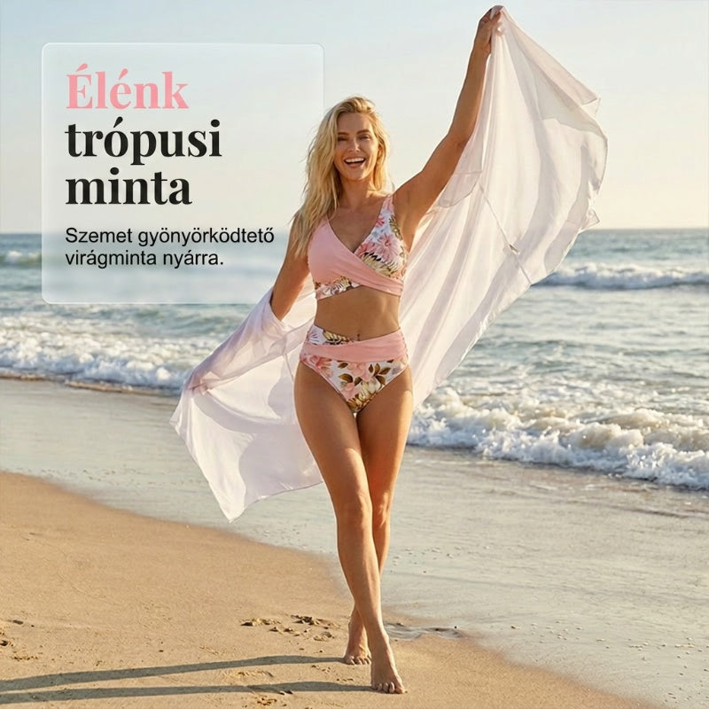 🌸🌿 Hangsúlyozd az alakod – Női virágmintás, magas derekú bikini szett (EU S-XL) 🌊👙