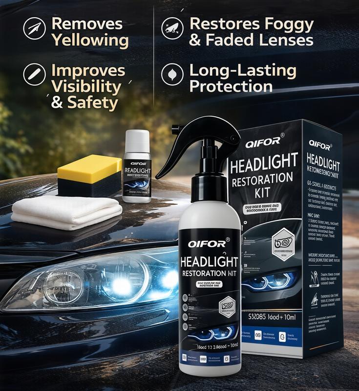 🚘 Fényszóróüveg-felújító készlet – állítsd vissza a bepárásodott és megsárgult fényszóróüvegek tisztaságát 💡