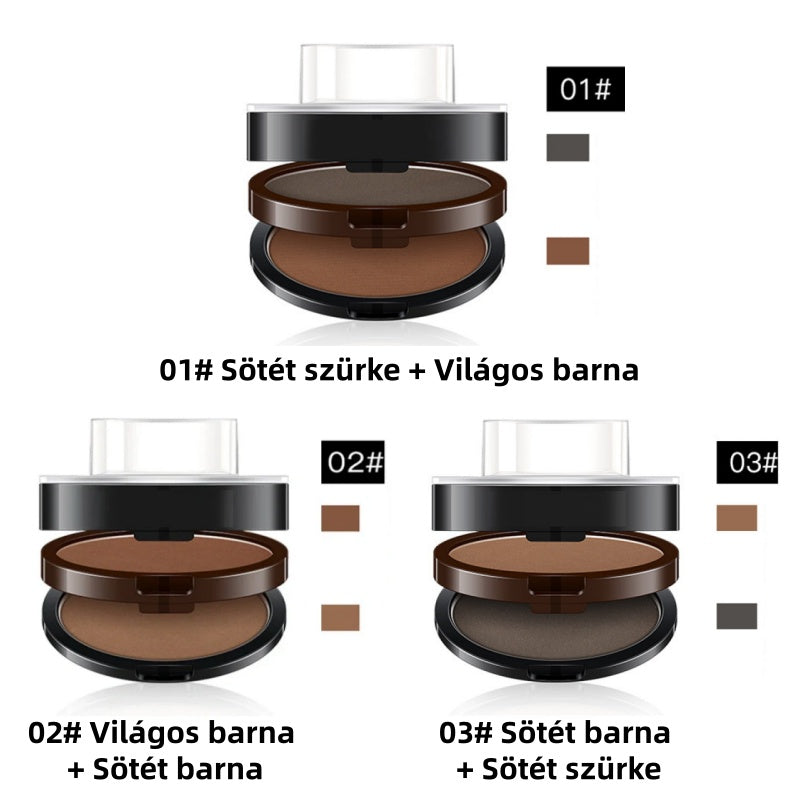 💄🎨 Professzionális szemöldökbélyegző készlet –🎯 Kétárnyalatú púderrel a tökéletes ívekért 😌