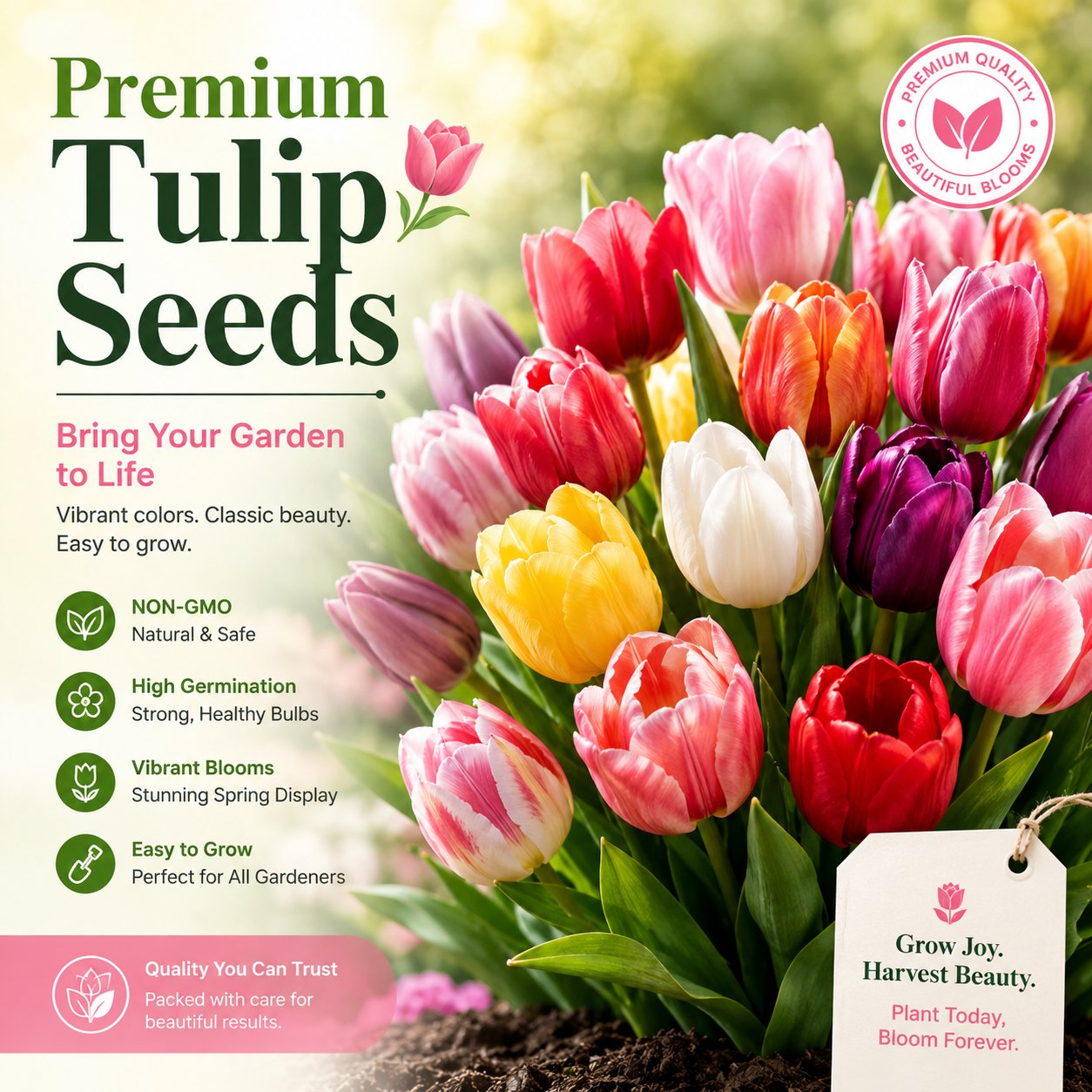 🌷Ritka tulipánmagok – Színes tavaszi virágok cserepekbe, szegélyekbe és kertekbe