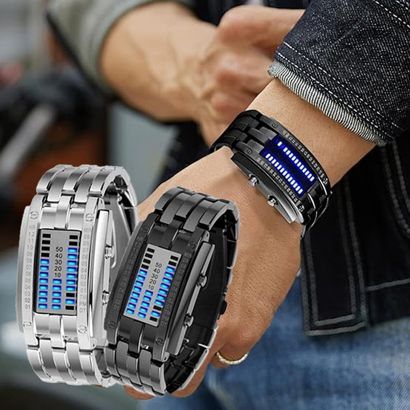 ⌚ MOST 50% KEDVEZMÉNY! 🤓 Cyberpunk bináris LED óra – „Csak a geekek értik” – Futurisztikus, egyedi és szemet gyönyörködtető kék LED kijelzővel 💙