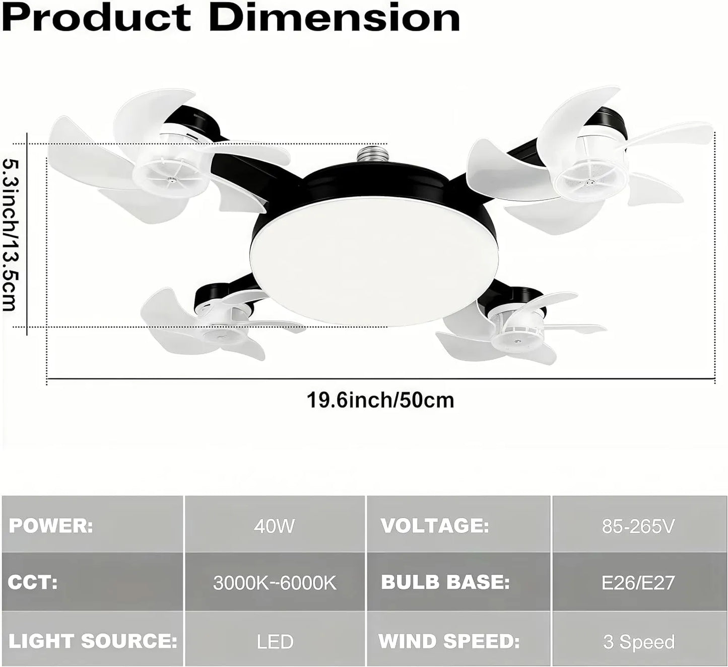 Modern mennyezeti ventilátorlámpa E27-es foglalattal (2026-os modell) - csendes 2 az 1-ben LED ventilátor távirányítóval