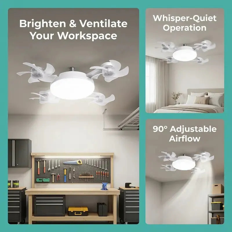 Modern mennyezeti ventilátorlámpa E27-es foglalattal (2026-os modell) - csendes 2 az 1-ben LED ventilátor távirányítóval
