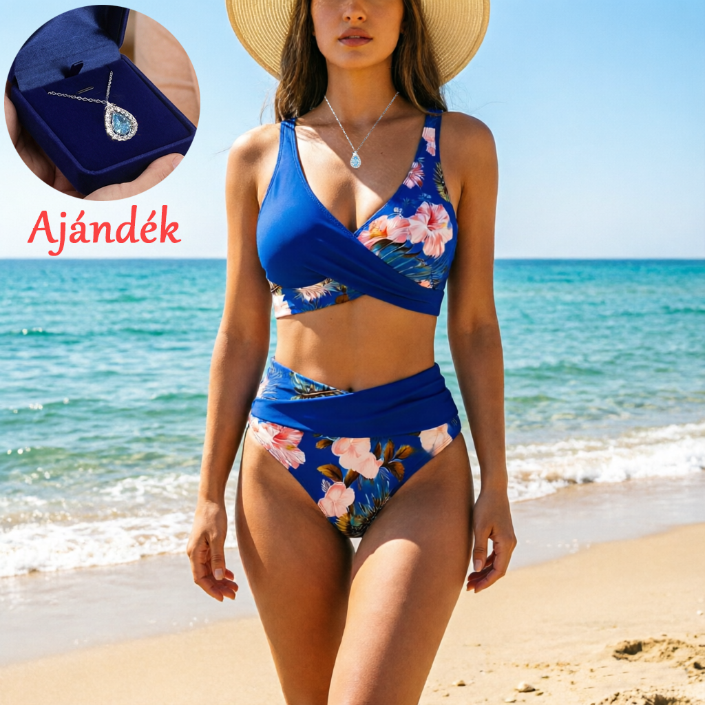🌸🌿 Hangsúlyozd az alakod – Női virágmintás, magas derekú bikini szett (EU S-XL) 🌊👙