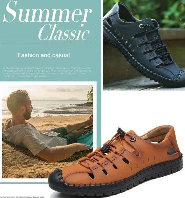 🔥Skórzane sandały Aviator z zawiniętym noskiem👞