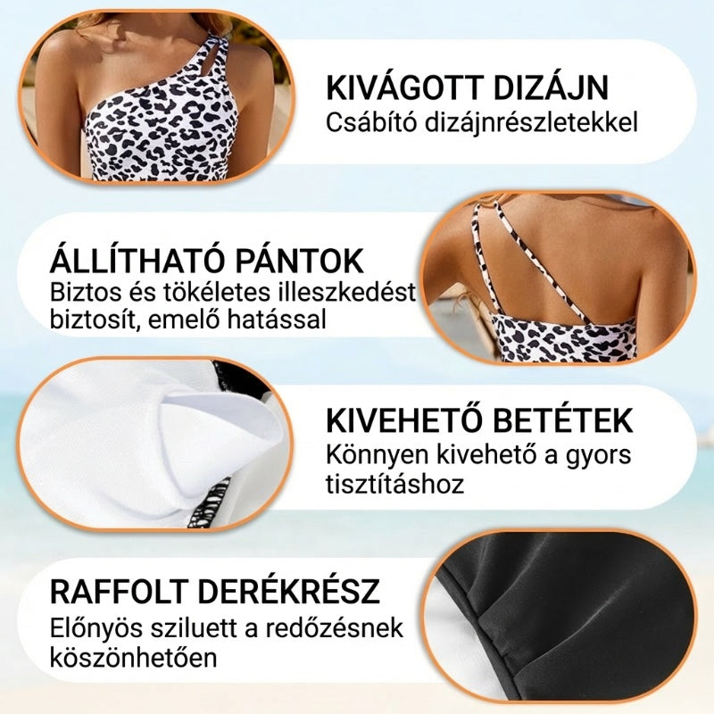 🔥 S-2XL 🍀 Női Egyvállas Egyrészes Fürdőruha 🏖️👙